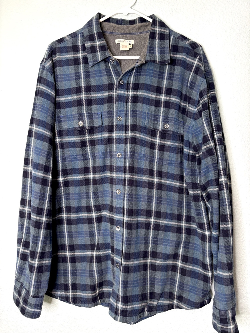 Carbon2Cobalt Jersey Lined Flannel Shirt Jacket Blue Plaid L